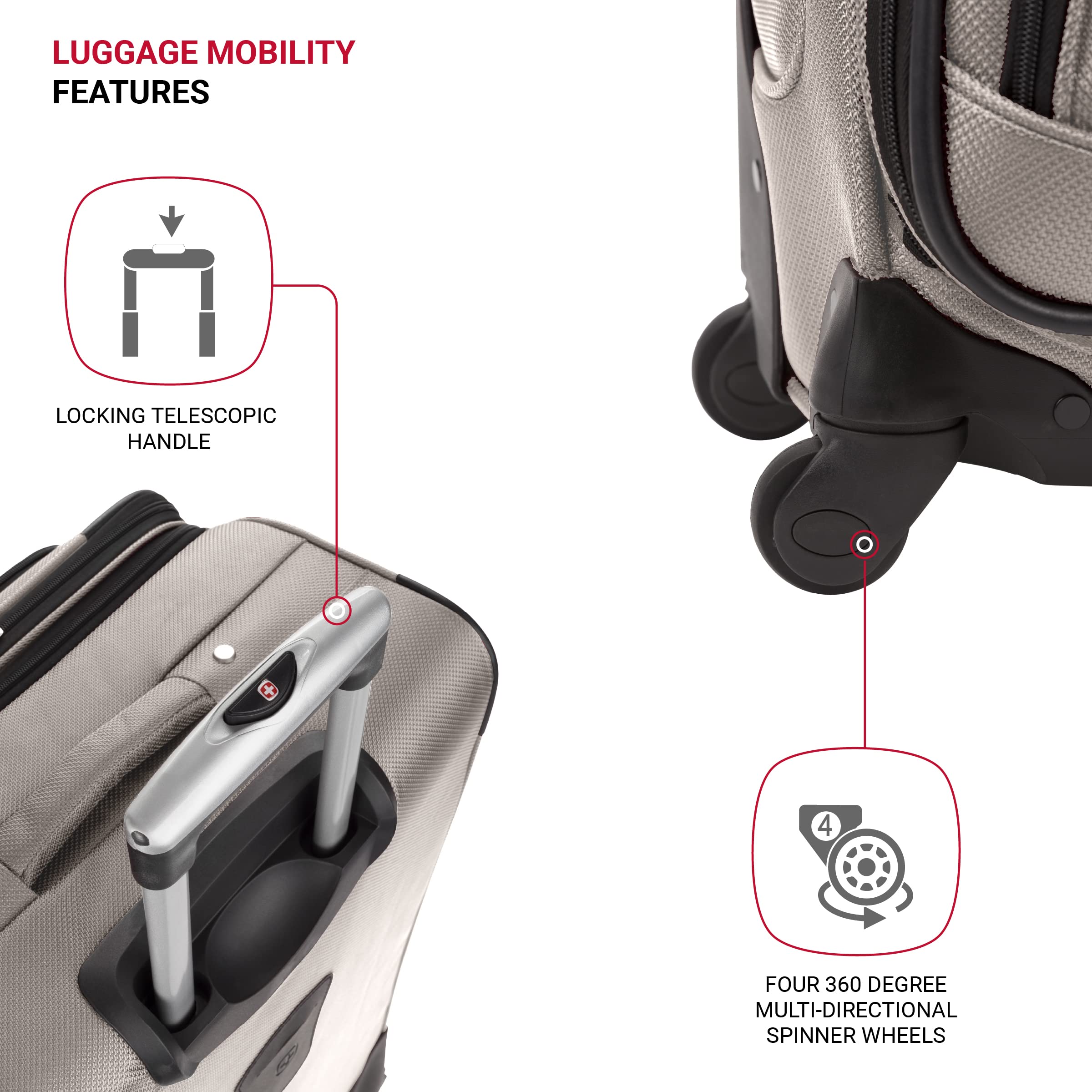 SwissGear Sion Softside Expandable Roller Luggage, Pewter, 3 Piece Set (21/25/27)