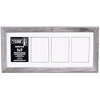 4 Opening Glass Face Driftwood Picture Frame to hold 5 by 7 inch Photographs including 10x24-inch White Mat Collage