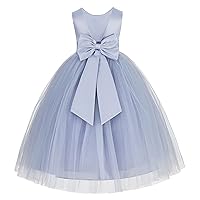 ekidsbridal V-Back Satin Tulle Flower Girl Dresses for Toddlers Holy Baptism Gown 219