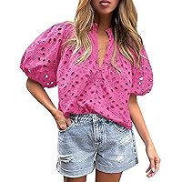 PRETTYGARDEN Womens Hollow Out Lace Embroidered Blouse