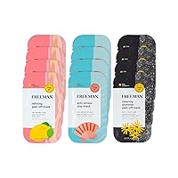 Freeman Facial Mask Variety Bundle, Peel-Off & Clay Face Mask Set, Pore Clearing, Brightening, & Calming Skincare, For All Skin Types, Travel Size Masks, 0.5 fl. oz./15 ml Sachets, 12 Count