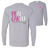 Heal Cancer Faith Jesus Believe Breast Cancer Awareness Front&Back Mens Long Sleeves