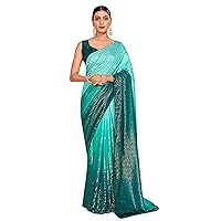 Elina fashion Sarees For Women Bollywood Art Silk Saree || Sequence Embroidered Indian Sari & Unstitched Blouse