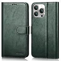 iPhone 13 Pro Max Phone Case Wallet, Luxury Leather iPhone 13 Pro Max Phone Case with Card Holder, Magnetic, Stand, Shockproof Cover for iPhone 13 Pro Max 6.7 inch, Green