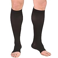 Truform 20-30 mmHg Compression Stockings for Men and Women, Knee High Length, Open Toe, Black, Small