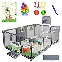 Upgrated Baby Playpen with Mat, Playpen for Babies and Toddlers, Large Playpen with Mat, Sport Playpen, Play Pen with Accessories, Baby Fence, PlayPen Indoor & Outdoor Activity, Sturdy Kids