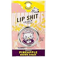 Lip Shit Lip Balm ~ Pineapple Brown Sugar. Moisturizes and Protects With An All-Natural Deluxe Beeswax Formula. Packed in an Adorable Stamped Metal Tin, .3 oz. Made in the U.S.A.