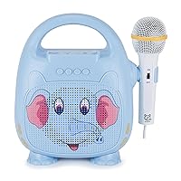 Singimals Kids Karaoke Speaker with Microphone - Unleash Your Child's Inner Superstar, Bluetooth v5.1, 12H Playtime, 5W Speaker, Multicolor LED Lighting, Elliot The Elephant