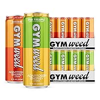 Bradley Martyn’s GYM WEED Adaptogen Drink Bundle (24 Pack) - Pear Pineapple + Tangerine - Adaptogens + Caffeine for focus, clean fuel, no jitters - 12 Fl Oz