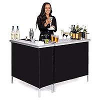 GoBar Portable Double Bar Table Set - Mobile Bartender Station for Events - Includes Carrying Case - Standard or LED