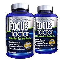 Focus Factor Nutrition for The Brain, Improved Memory & Concentration Brain Supplement, Complete Multivitamin with Vitamins B6, B12, D, Bacopa Monnieri & Tyrosine, 150 Count (Pack of 2)