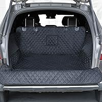 PETICON SUV Cargo Liner for Dogs, Waterproof Pet Cargo Cover Dog Seat Mat for SUVs Sedans Vans with Bumper Flap Protector, Non-Slip, Large Size Universal Fit, Black