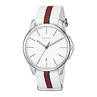 Gucci G-Timeless Stainles Steel Men's Watch with Striped Nylon Band(Model:YA126322)