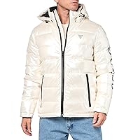 GUESS Men's Holographic Hooded Puffer Jacket
