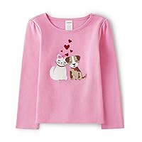Gymboree Baby Girls' and Toddler Fall and Holiday Embroidered Graphic Long Sleeve T-Shirts