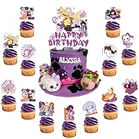 𝓐𝓹𝓱𝓶𝓪𝓾 Plushies Cat Birthday Party Cake Topper 37Pcs Cartoon Cat-Themed Birthday Party Supplies Cartoon 𝓐𝓹𝓱𝓶𝓪𝓾 Theme Cupcake Decorations for Kids