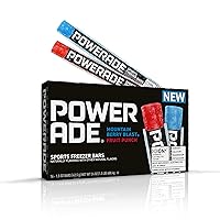 POWERADE Sports Freezer Bars, 1.5 oz – Refreshing Ice Pops with Electrolytes B Vitamins – Naturally Flavored with other Natural Flavors, Mountain Berry Blast and Fruit Punch, 1.5 Ounce (Pack of 16)