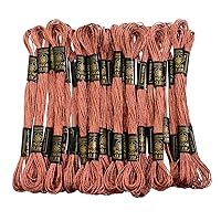 Embroiderymaterial Metallic Embroidery Cross Stitch Floss Threads in Copper Color, 25 Skeins