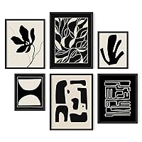HAUS AND HUES Abstract Gallery Wall Art, Minimalist Mid Century Modern Wall Decor, Modern Art Wall Decor, Neutral Art (with Black Frame)