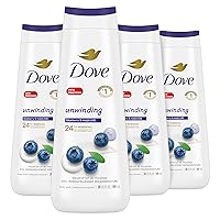Dove Body Wash Unwinding Blueberry & Moon Milk, 4 Count for Renewed, Healthy Looking Skin, Moisturizing Gentle Skin Cleanser with 24hr Renewing MicroMoisture, 20 oz