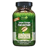 Irwin Naturals Longer, Stronger Hair and Nails - Promotes Vibrant Shine Texture & Strength - 60 Liquid Softgels