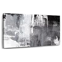 Kureful Black Abstract Wall Art Decor Grunge Room Decor Art Grey Canvas Wall Decoration 20