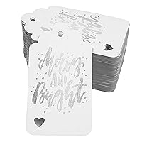 Pack of 50 Merry and Bright Christmas Favor Paper Tags Craft Real Silver Foil Hang Tags
