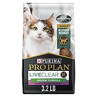 Purina Pro Plan Allergen Reducing, Indoor Cat Food, LIVECLEAR Turkey and Rice Formula - 3.2 lb. Bag