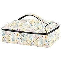 ALAZA Vintage Birds and Birdcages Collection Insulated Casserole Carrier Lasagna Lugger Tote Casserole Cookware for Grocery, Camping, Car