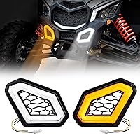 LED Front Fang Accent Lights for Maverick X3 17-24, LED Front Fascia Signature Accent Turn Signal Auxiliary Spot Light Grill Lamp for Can Am Maverick X3 MAX Turbo R RR 2017-2024 Accessories