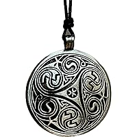 Morgana Triskele Triskelion Pagan Celtic Pewter Pendant Necklace Adjustable Cord, Silver