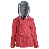 Urban Republic Little Girls Belted Spring Trenchcoat Jacket with Detachable Hood - Hot Pink (Size 2T)