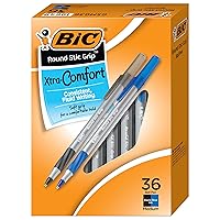 BIC Round Stic Grip Xtra Comfort Assorted Colors Ballpoint Pens, Medium Point (1.2mm), 36-Count Pack, Perfect for Writing with Superb Control