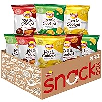 Lay's Kettle Cooked Potato Chips, Variety Pack, 0.85 Ounce (Pack of 40)