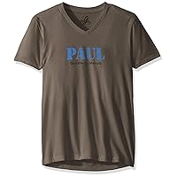 Men's Printed St. Paul Graphic Premium Short Sleeve V-Neck T-Shirt, Warm Gray, Small