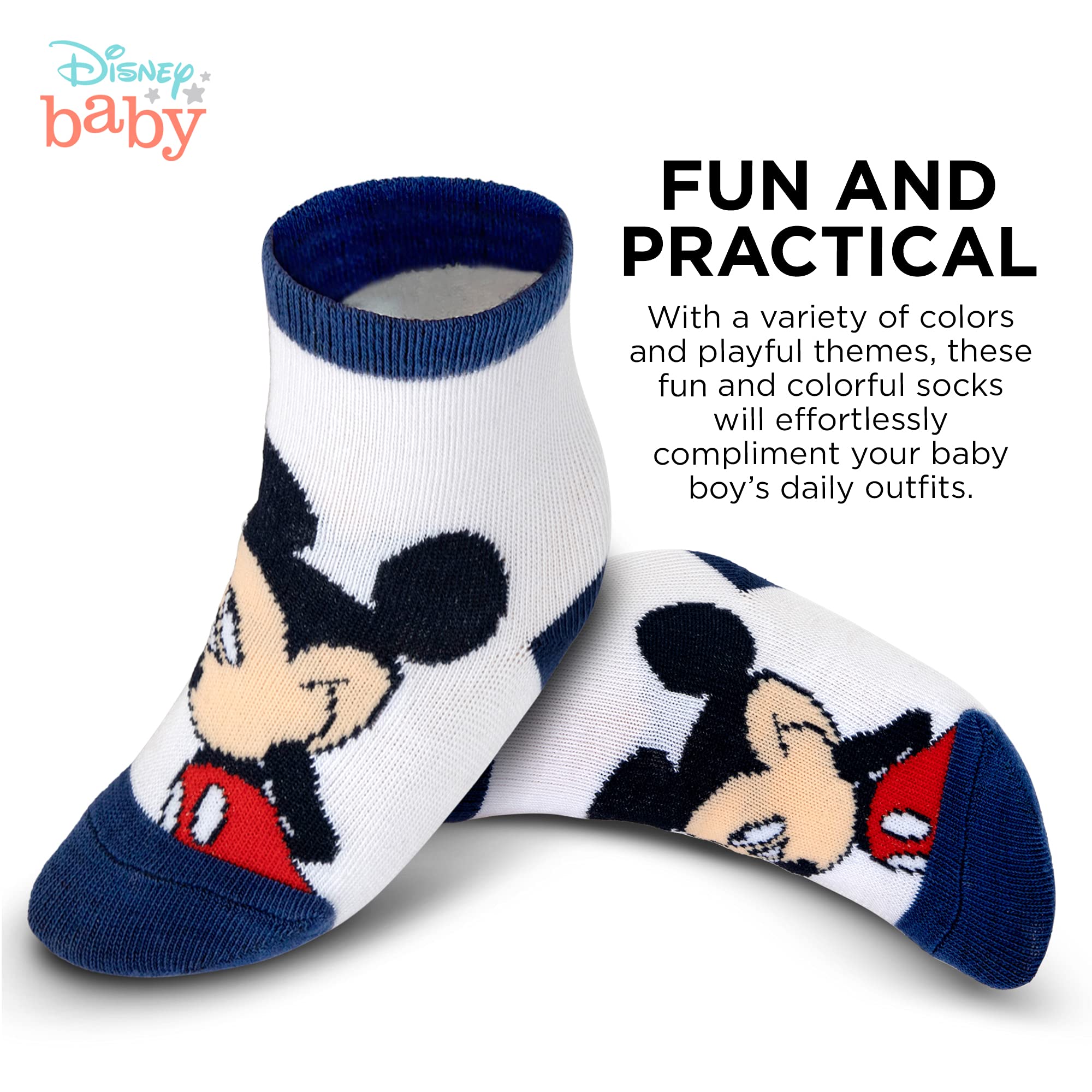 Disney 10-Pack Mickey Mouse Baby Boy Infant Sock, Multicolor - 0-24 Months