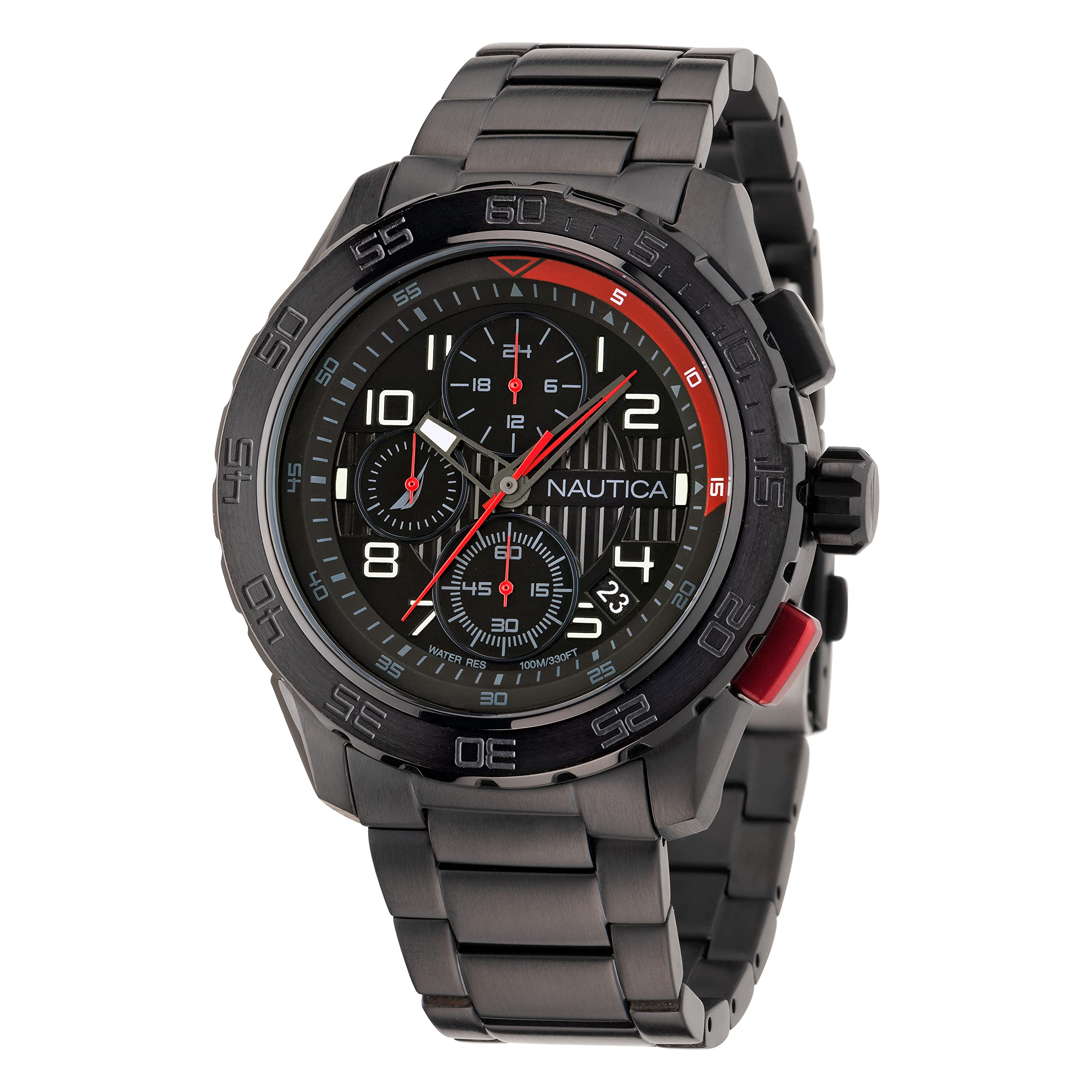 Nautica Men's NAPNSS305 NST 101 IP Black Recycled (85%) Stainless Steel Bracelet Watch