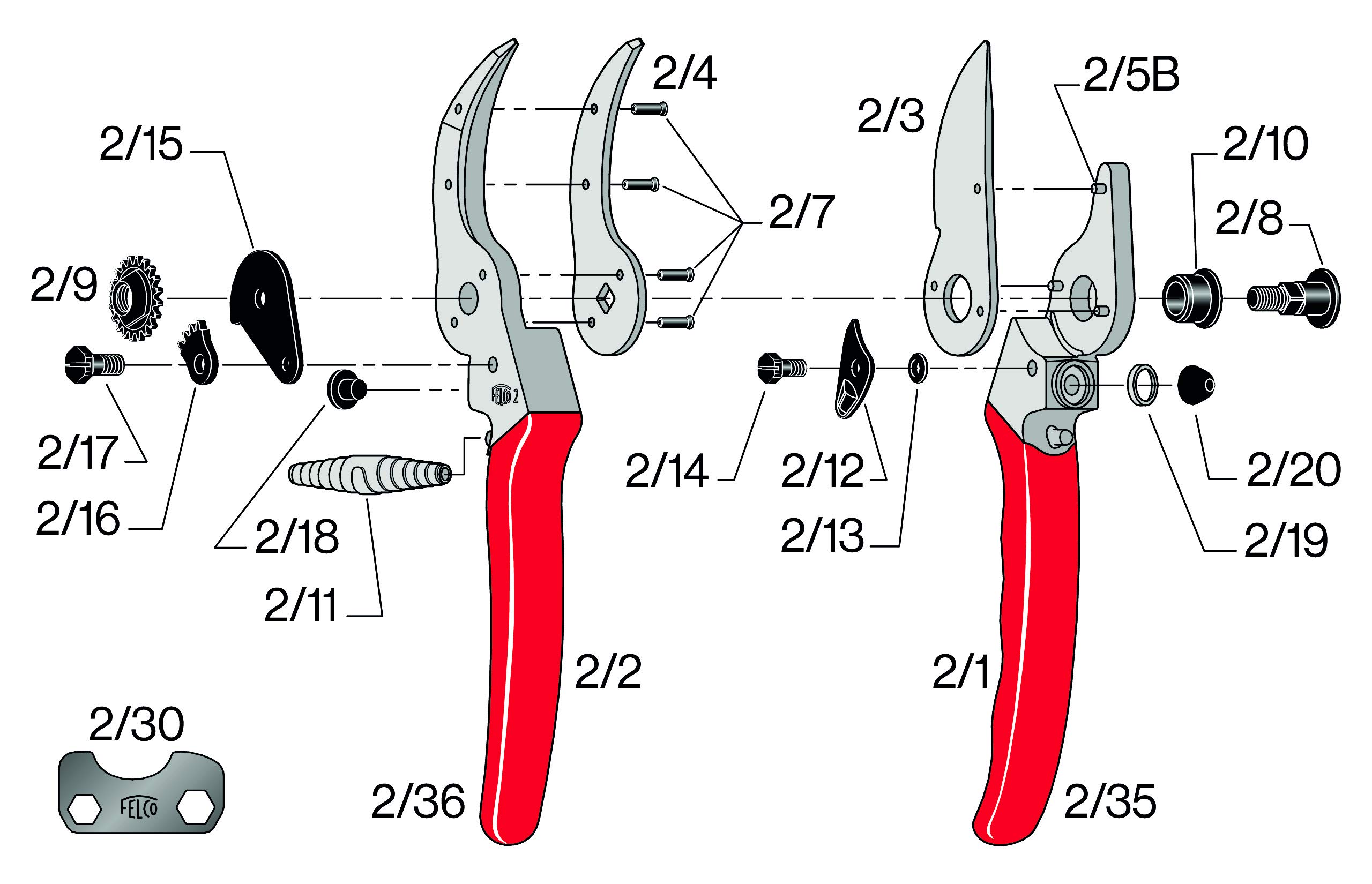 FELCO F-2 068780 Classic Manual Hand Pruner, F 2