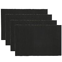 Spectrum Placemats Ribbed Cotton, Black, 19x13 inches, Set of 4, (901500aa)