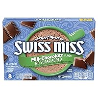 Swiss Miss Milk Chocolate Flavor No Sugar Added Hot Cocoa Mix, 0.73 oz. 8-Count (Pack of 12)