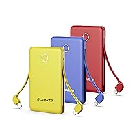 Alongza 3 Packs Portable Phone Charger with Built in Cable Small Power Bank, Slim Lightweight USB Battery Pack External Cell Phone Charger for Samsung, iPhone, iPad and More