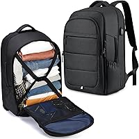 Travel Backpack for Men Women, 40L Large Flight Approved Expandable Luggage Carry On Backpack, 17 Inch Water Resistant College Laptop Daypack Business Weekender Bag, Black