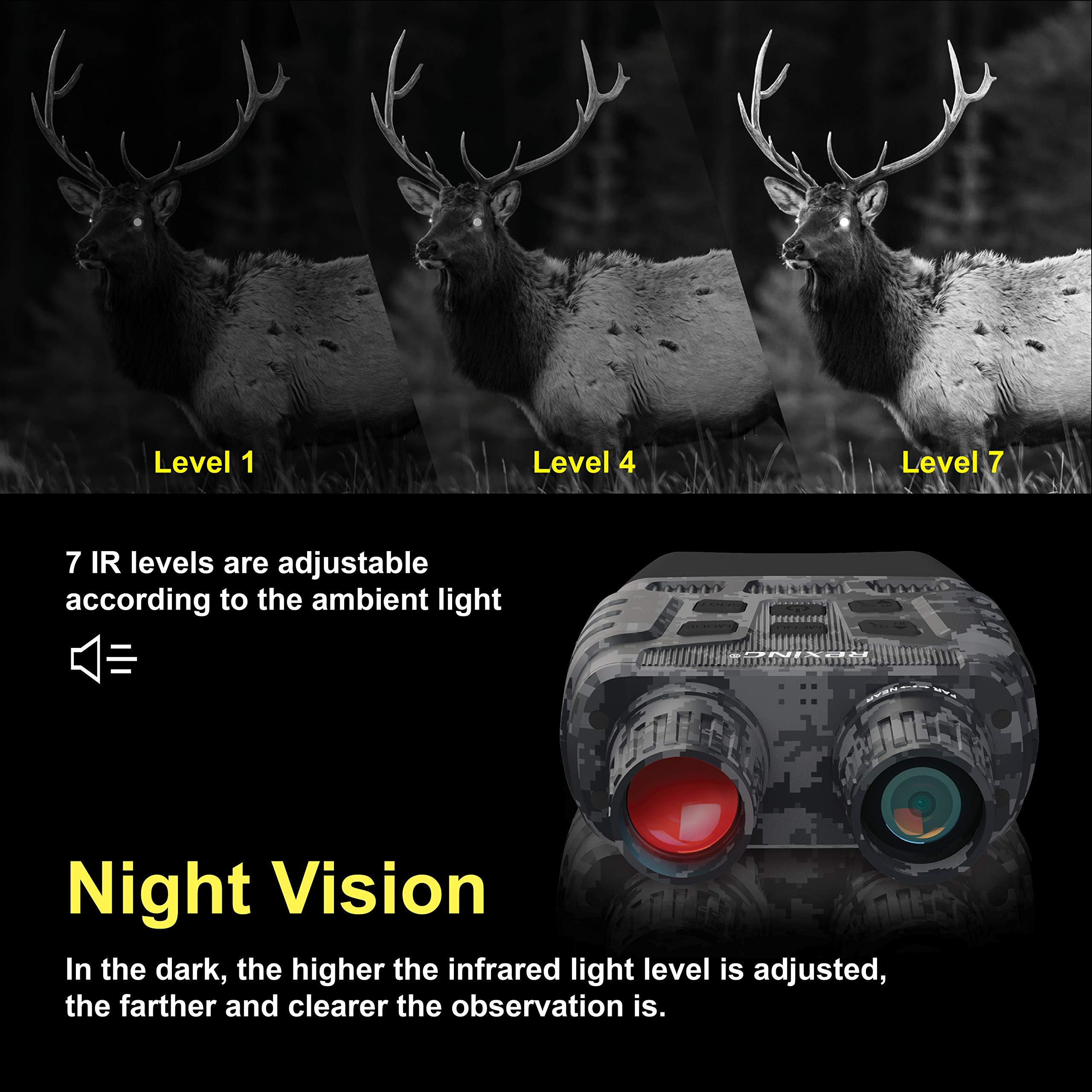 REXING B1 (Digital Camo) Night Vision Goggles Binoculars with LCD Screen,Infrared (IR) Digital Camera,Dual Photo + Video Recording for Spotting,Hunting,Tracking up to 300 Meters,Rexing-B1-DC