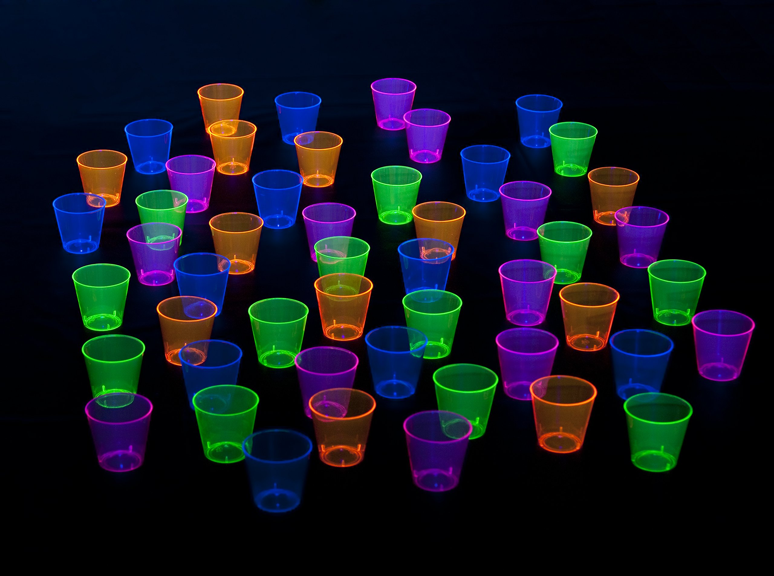 Party Essentials Hard Plastic 1-Ounce Shot Glasses, 100-Count, Multi Neon