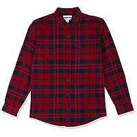 Amazon Essentials Men's Long-Sleeve Flannel Shirt (Available in Big & Tall), Red Plaid, X-Small