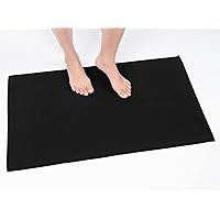 100% Cotton Non Slip Bath Mats for Bathroom, 20x34 inch Soft Absorbent Quick Dry Machine Washable Floor Bath Mat, Black Bath Rug