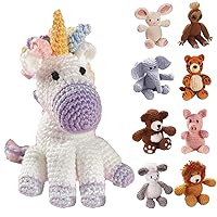 LEISURE ARTS Little Crochet Friend Animals Crochet Kit, Unicorn, 8