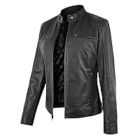 Black Leather Jacket Women - Cafe Racer Style Womens Leather Jacket