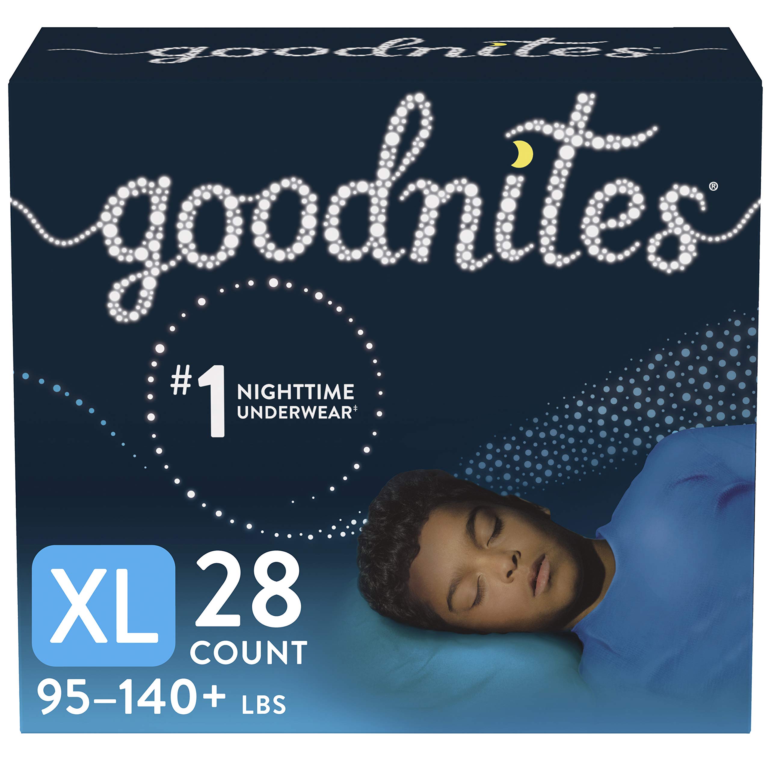 Goodnites Boys' Nighttime Bedwetting Underwear, Size Extra Large (95-140+ lbs), 28 Ct