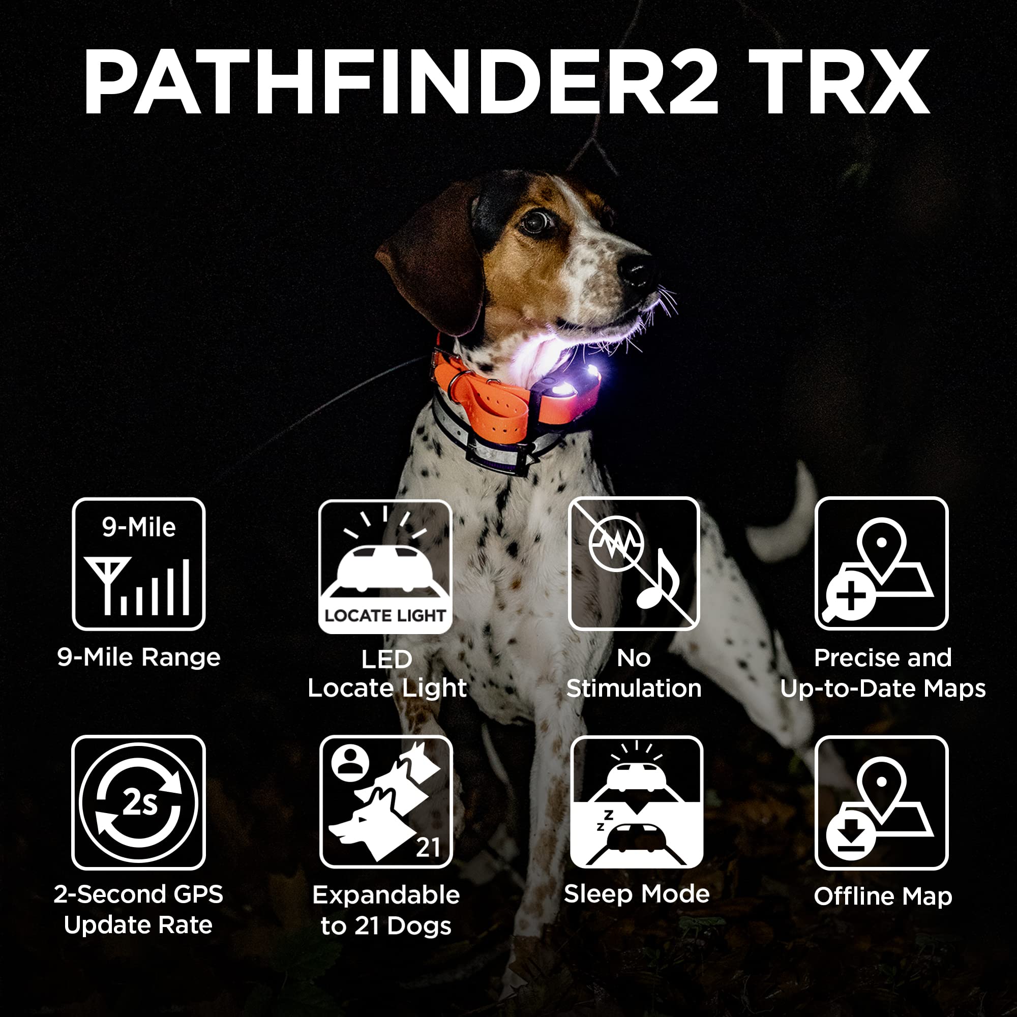 Dogtra Pathfinder 2 TRX Additional Receiver Dog GPS Tracker LED Light Blue Collar SmartWatch Compatible Rechargeable Waterproof Free Offline Maps No Subscription No Monthly Fee Smartphone Required